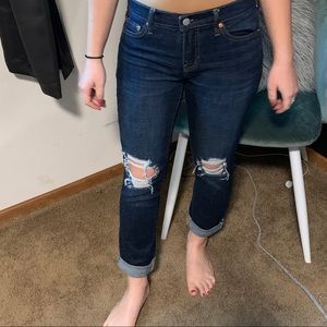 Distressed girlfriend jeans